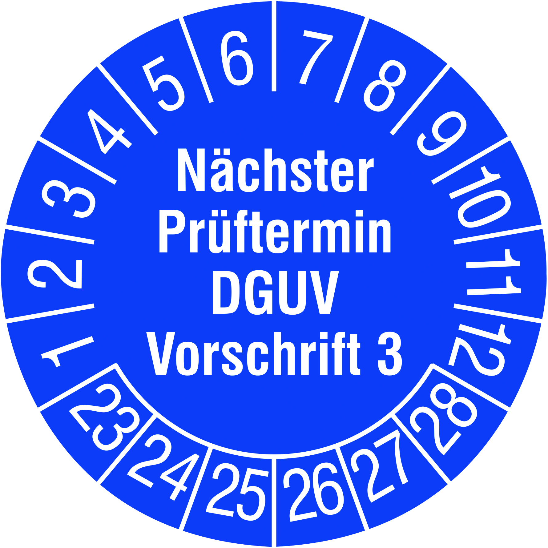 Foto of  Keuringsvignet "Nächster Prüftermin DGUV V3 2023", Blauw 
